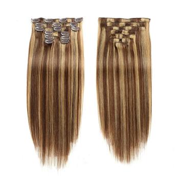 China Silky Straight Wave ELI Wholesale 4/613# Colored Hair Clip In Extensions Raw Virgin Clip-in Hair Extension Hair Weave 100% Sellers for sale