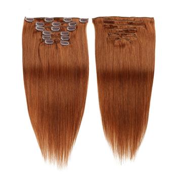 China ELI Wholesale Orange Colored Hair Silky Straight Clip In Extensions Raw Wave Virgin Clip-in Hair Extension Hair 100% Sellers for sale