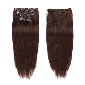 China Real Sellers 100% ELI Wholesale Brown Clip Hair Silky Straight Extension Mink Virgin Clip In Hair Extensions Hair for sale