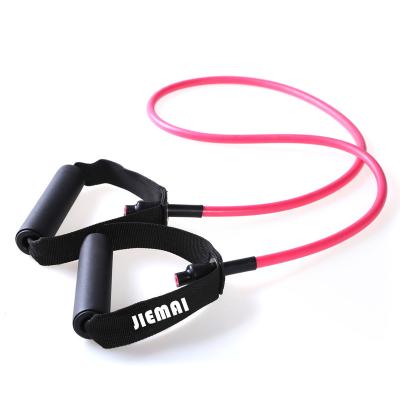 China Home Gym Color TPR Heavy Duty Custom Stretch Elastic Fitness Resistance Exercise Band With Handle for sale