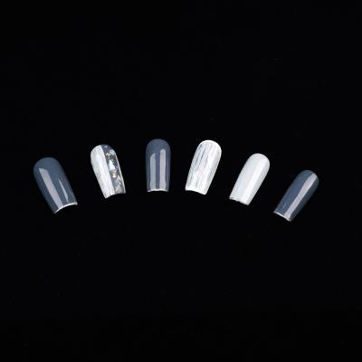 China Flexibility Clear & Natural Square  Full Buffed Half Matte Medium Nail Tips Acrylic False Artificial Nails Tapered Square Nail Tips for sale