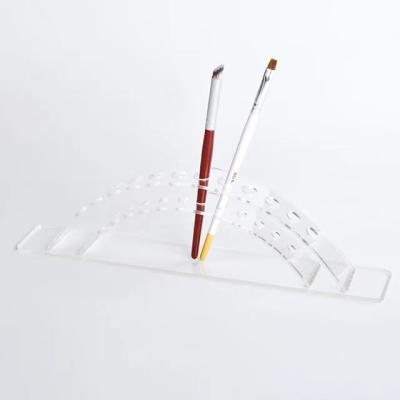 China Convenient 12 Holes Arc Shape Brush Holder Arch Bridge Design Transparent Display Holder for sale