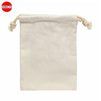 China Portable Reusable Eco Friendly Custom Gift Bag Canvas Muslin Drawstring Bag for sale