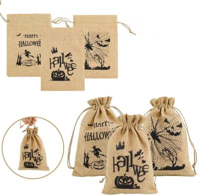 China Custom Printed Folding Drawstring Jute Storage Bag For Gift Wrapping for sale