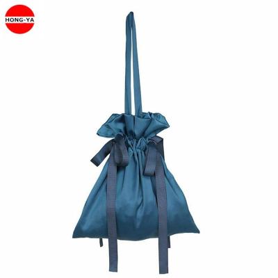 China Custom Silk Satin Handled Tote Drawstring Bag For Shopping for sale