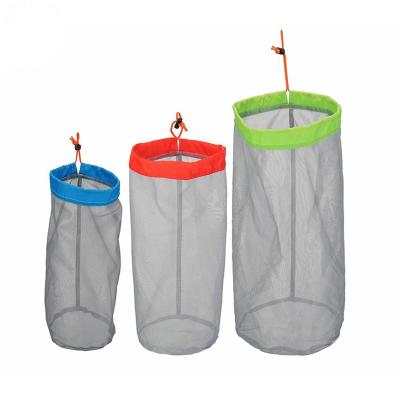 China Eco-friendly Custom Round Bottom Drawstring Mesh Nylon Fish Net Bag For Packing for sale