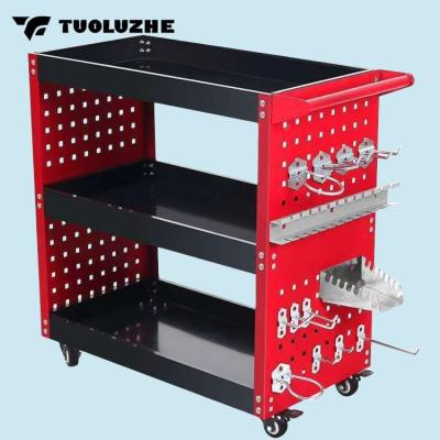 China Easy to operate and safe to use High quality car repair tool storage cabinet with three layers and hanging tools tool trolley for sale