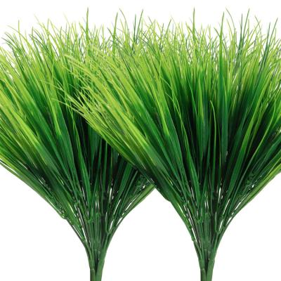 China Artificial Faux Greenery UV Resistant Grass Plastic Indor Decoration Wheat Shrubs For Window Garden Indoor Outdoor Decoration (Green Grass) for sale