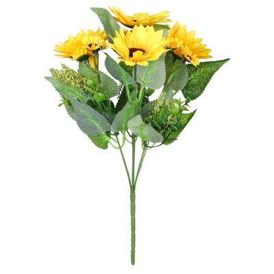 China Yellow Flower Wedding Home Decoration Sunflowers Large Bouquet Artificial Single Long Stem Silk Sunflowers For Home Office Garden Party Indoor Decor for sale