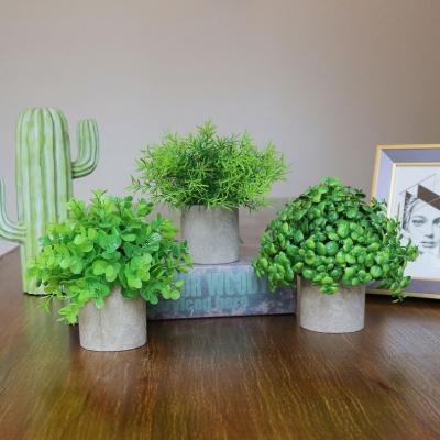 China Art Decor Faux Mini Artificial Potted Plants Eucalyptus Indoor Plastic Greenery For Bathroom Office Farmhouse Home Office Decoration for sale