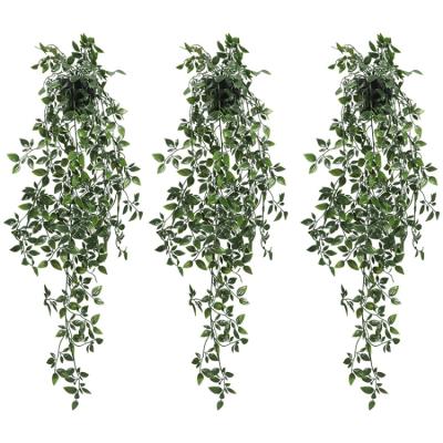 China 3 Bundles Eucalyptus Plants Plastic Faux Eucalyptus Greenery Hanging Potted Vines in Black Pot for Home Indoor Outdoor Decor for sale