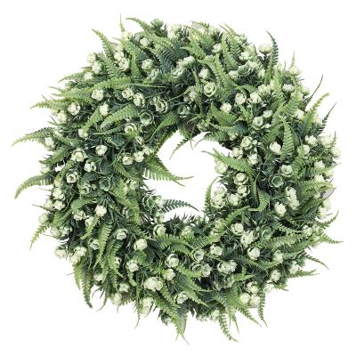 China Green Natural Artificial Boxwood Touch Flower Garland For Front Door Indoor Outdoor Window Wedding Holiday for sale