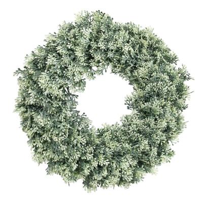 China Natural Touch Artificial Green Leaves Weave Grass Garland Door Hanging Ornament Wedding Decor for sale