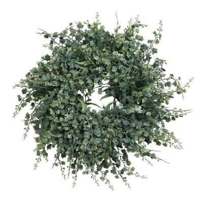 China Natural Touch Boxwood Spring Weave Summer Artificial Green Wreath For Front Door Home Wall Window Wedding Farmhouse Party Indoor Decoration for sale