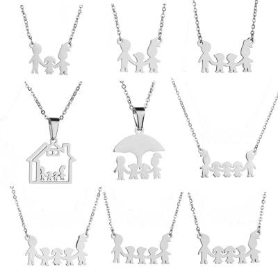 China CLASSIC FAMILY FAMILY DADDY MOTHER DAUGHTER DADDY MOTHER DAUGHTER 316L STAINLESS STEEL PENDANT NECKLACE for sale