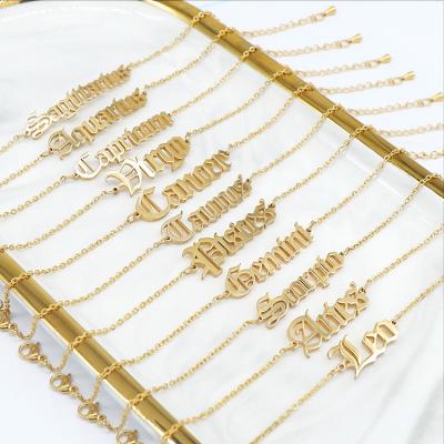 China FASHIONABLE Wholesale High Quality 18k Gold Plated Stainless Steel Zodiac Signs Bracelet Zodiac Signs Bracelet for sale