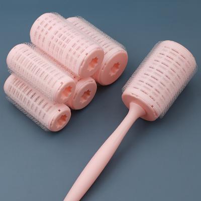 China DIY Hair Curling Stying Portable New Design Magic Plastic Double Hair Roller With Stand Magic Wand Beauty Hair Tools Three Size Pink Hair Styling Roller for sale