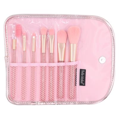 China Spot Brush Wholesale Nylon Harder Plastic Handle 7pcs Makeup Brush Hair Brush Makeup Tools Bag For Ladies Beauty for sale