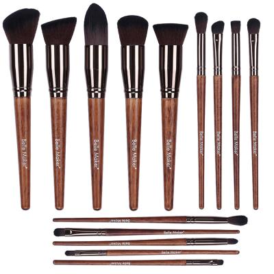 China Natural Luxury Beauty Tools Natural Hair Nylon Handle Oak Suit Brushes Stain Brush Makeup 14pcs Cosmetic Set Brush for sale