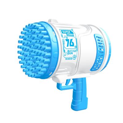 China 2022 new summer plastic 76 holes gatling the outdoor electric bubble gun rocker bubble machine toy for sale