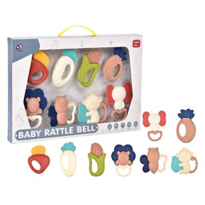 China Soft Macaron Color Baby Bell Toy Sets Newborn Baby Rattle Toy Cute Teethers Set With High Quality for sale