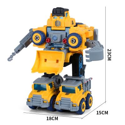 China 5 in 1 transform robot DIY 5 in1 disassemble deformation engineering vehicles robot construction transform robot building block game set for kids for sale