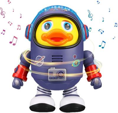 China 2022 New Cartoon Toy Christmas Plastic Walking Duck With LED Light And Music Space Duck Electric Dancing Toys Gift For Kids for sale