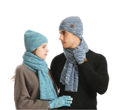 China Medium winter scarf set warm outdoor ski knit hat scarf gloves three sets for men and women for sale