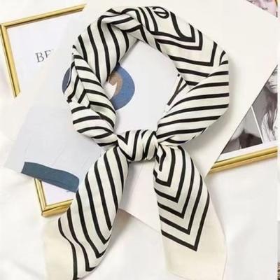 China Custom Soft Soft Feeling Wholesale Digital Colorful Print Clean Design Ladies Silk Neck Scarf For Women Clothes Decoration for sale