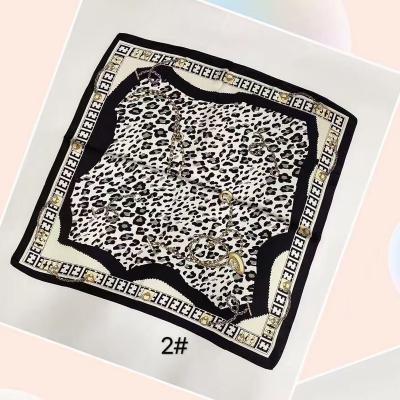 China 2021 Latest Design Feeling Smooth Soft Fashion Most Popular 100% Pure Polyester Leopard Print Square Silk Scarf Custom Print For Lady for sale