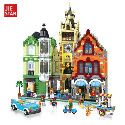 China Toy Jiestar MOC 7188PCS Street View Creator Series Building Clock Tower Square Assembly Brick Set Building Blocks For Kids for sale