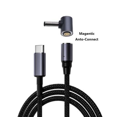 China New DC 5.5*2.5 4.8*1.7 Round Anto-Connection 5A Magnetic Fast Charging Data Cable Nylon Braided Palladium Camera Type-C Type-C For Computer for sale