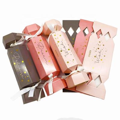 China Recyclable Wholesale Custom Logo Candy Shape Cute Cardboard Packaging Small Paper Folding Box for sale