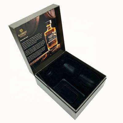 China Luxury Custom Recyclable Champagne Whiskey Alcohol Wine Glass Bottle Paper Gift Box for sale