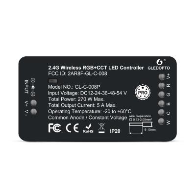 China RGBCCT LED NEW 2.4G PRO LED RGBCCT Light Receiver ZIGBEE 3.0 Protocol RGB+CCT LED Smart Controller Black Housing GLEDOPTO 2021 for sale