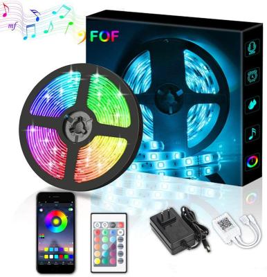 China LANDSCAPE Blue Tooth Music 24 Key 5m 90leds 5050 RGB LED Light Strip Remote Control Kits With Power Adapter for sale