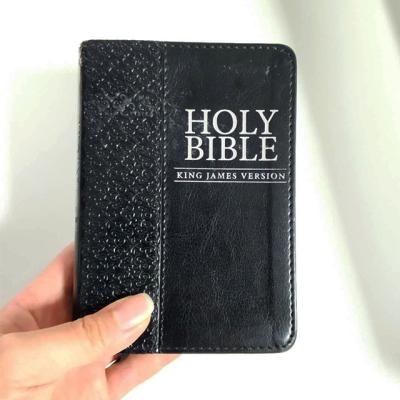 China Customizable Black Leather Bible Book Beautiful Paper Book Factory Price Cover Holy Bible Printing for sale