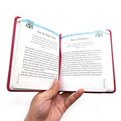 China Customized Leather Women Mini Bible Book Printing Cheap Paper Book Full Color Hardcover PU Leather Women for sale