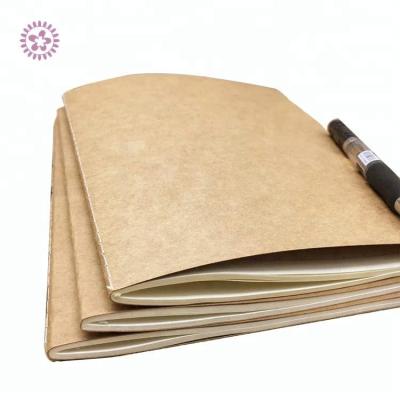 China Mini Factory Brown Soft Cover Binding A5 Paper Journal Notebook Sewing Printing for sale