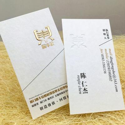 China Eco-Friend Customizable Unique Gold Foil Business Cards Embossed Black Paper Printing for sale