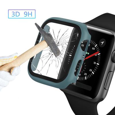 China Anti-scrach Watch Screen Protector 2 in 1 Aluminum Alloy Watch Protective Case + Tempered Glass Screen Protector For Smart Watch 38/40/42/44mm for sale