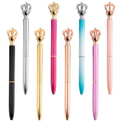 China Promotional Pen Exclusive Custom Crown Shape Rose Gold&Gold Color Custom Ball Pen Gift For Girl for sale