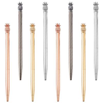 China Pineapple Eco-Friendly Wholesale Pendant Small Stationery Promotional Metal Pen Ballpoint Pen for sale