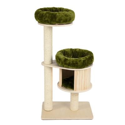 China Factory OEM &ODM Cats Quality Sustainable Solid Wood Cat Tree SISAL Liner Post Pet Products Furniture for sale