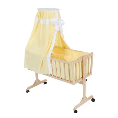 China Practical Luxury Wooden Baby Swing Crib Playpen Baby Hutch With Wheels for sale