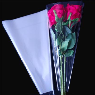 China Security Customized Plastic Fresh Flower Rose Wrapping Single Opp Transparent Packaging Bag for sale