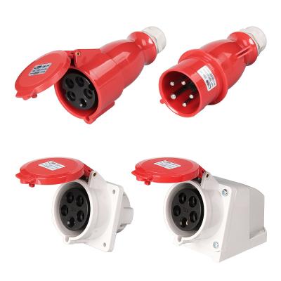 China Panel Plug And Socket IP44 ECO Standard Power 5Pin 16A 32A 380V Industrial Power 5Pin 16A 32A 380V Male And Female Cable Connector YEEDA for sale