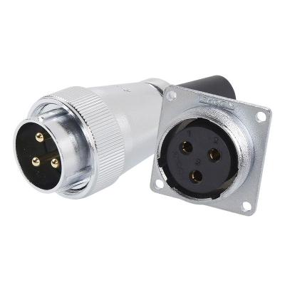 China 3pin WS28 Power Male Plug M28 Automotive Electrical Adapter and Female Plug Square Signal Aviation Power Connector for sale