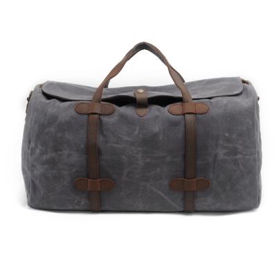 China Custom Gym Cotton Waxed Canvas With Leather Carry On Travel Duffel Bag Weekend Bag For Woman for sale