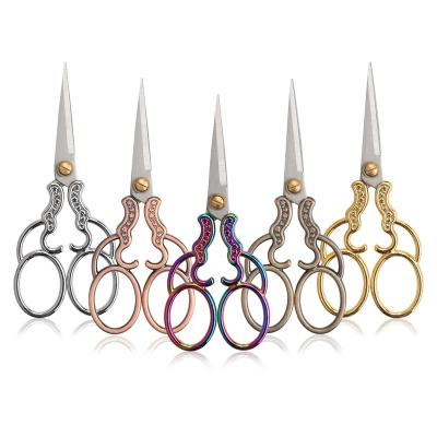 China Antique Student Cutting Workshop 5 Inch Office Scissors Retro Classes Stainless Steel Scissors Handmade Household Scissors for sale